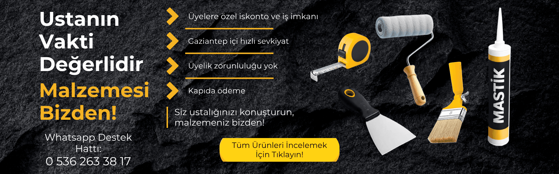 Gaziantep hırdavat ve yapı malzemeleri, kapıda ödeme ile aynı gün hızlı teslimat.